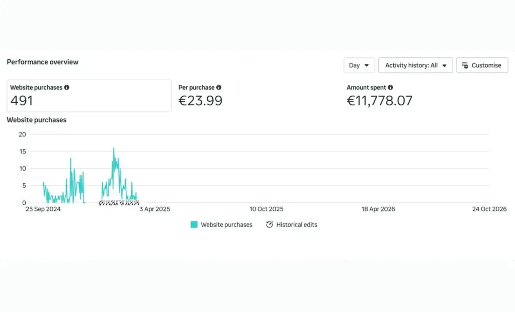 Meta Ads result: 491 Website Purchases